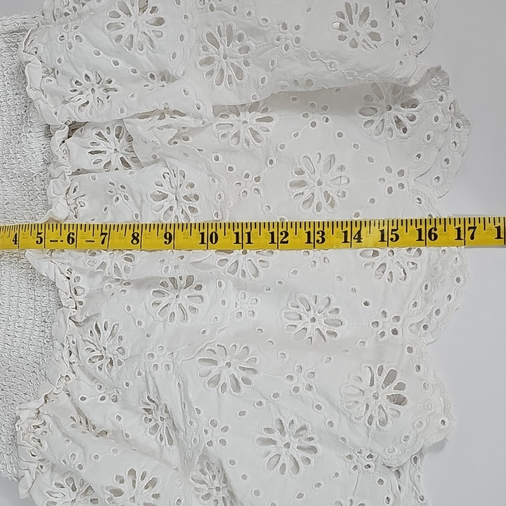 Michael Michael Kors Eyelet Cotton Lace Mini Skirt Smock White Tiered Ruffle XS - Picture 9 of 9